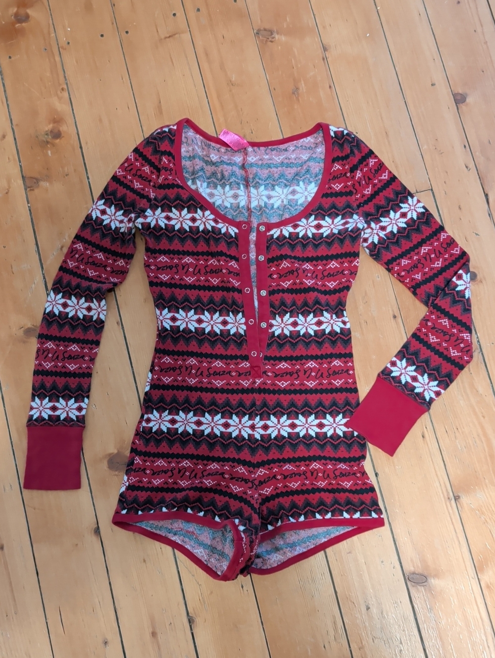 La Senza Red Fair Isle Onesie Romper, M